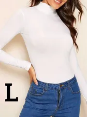 【新品】レディース ハイネックミディアムストレッチ長袖Tシャツ