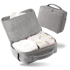 新品 ≪ おむつと着替えが両方入る ≫ atRise[アットライズ] オムツポーチ 大容量 ヌビ素材 ベビー 陣痛バッグ 入院バッグ 洗濯OK 旅行 出産祝い ギフト ベビーカー ファスナー おむつケース かわいい 赤ちゃん ポーチ (内ポケット有り sab