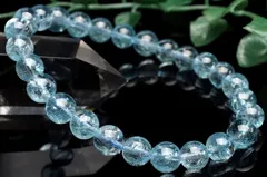 【１点物】水のような透明感 ブルートパーズ　7mm　ブレスレット パワーストーン 天然石 _U7787