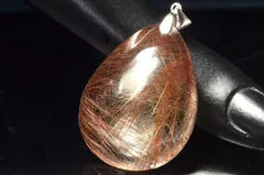 【１点物】シルバー925◇高発色 ブロンズルチルクォーツ　35x27mm　ドロップ ペンダントトップ パワーストーン 天然石 _PC6726