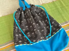 入園入学グッズ／体操袋／お着替え袋／黒×青