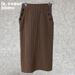 le.coeur blanc　茶色とオレンジのストライプ タイトスカート Sサイズ