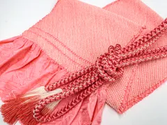 【一輝堂】和装小物 帯締め 帯揚げ セット 振袖用 総絞り 丸組 撚り房 ラメ 美品 帯締 帯揚 25w10-12988