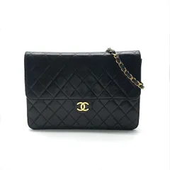 良品 CHANEL シャネル ココマーク マトラッセ ラムスキン プッシュロック チェーン ショルダー バッグ ブラック ブランド 鞄 k6704