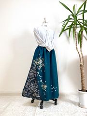 大島紬スカート＋ストール：フリーサイズ＊着物リメイク＊ハンドメイド 大人可愛いセレブ大島紬着物スカート大島紬着物リメイクロングスカート