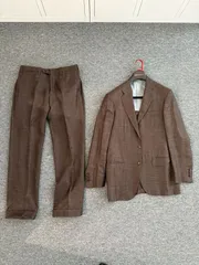 【極上素材】Kiton キートン スーツ 48 シルク カシミヤ リネン ブラウン イタリア製のサムネイル
