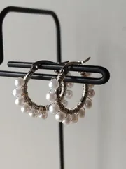 NO360 　ホワイトパールフープピアス・直径2cm