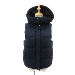 ニコアンド Niko and.. 中綿ベスト ジャケット ミドル丈 2way フード付き 3 紺 ネイビー /YK7