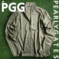 PGG by PEARLY GATES パーリーゲイツ ゴルフ 日本製 吸水速乾 ニットデニム ツイル調 ロゴパイピング ダブルジップ 長袖 カットソー ライトアウター ゴルフウェア 268-2262001 定価2.5万 カーキ ▲028▼50926w13