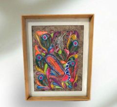 【入選作品】原画『小さな希望と』キャンバス(F4号) 額付 ワニ 花 一点もの 入選作品】原画『小さな希望と』キャンバス(F4号) 額付 ワニ 花 一点