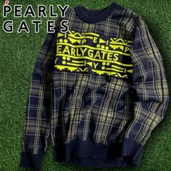 PEARLY GATES パーリーゲイツ ゴルフ 日本製 ウール混 ジャガードニット ナバホ×チェック柄 クルーネック 長袖 ニット セーター プルオーバー ゴルフウェア 053-2270113 定価3.7万 オリーブカーキ ブラック▲041▼51008w02