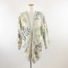 ハレルヤ ニットカーディガン 花柄 シルク混 長袖 ベージュ *A391
