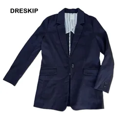 【DRESKIP/ドレスキップ】ワールド カジュアルジャケット テーラードジャケット ジャージー素材系 無地 ネイビー 紺 （中古）のサムネイル