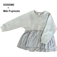 【ESSEME/ エシーム】藤本美貴コラボ　長袖カットソー 裾ギャザーポンチプルオーバー フリル フェミニン グレー系 （中古・未使用）