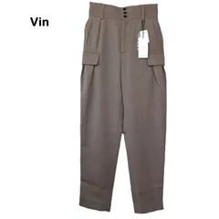 【Vin/ヴァン】テーパードパンツ タックパンツ ウールタッチ タック入り モカ 自宅洗濯OK ヤマダヤ（中古・未使用）