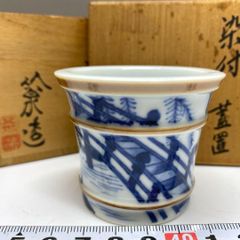 茶道具　茶碗　丸腰　縞茶碗　呉祥瑞　造　景徳鎮　王懐英　共箱　N158SKC 祥瑞写 腰張茶碗 三代 西村徳泉(作) 共箱 | 古美術ささき 工芸品
