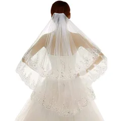 【在庫セール】ヴェール 2段 ブライダル ショート レース縁取り コーム付き 花嫁 ベール ウエディング 結婚式 [Ymgot]