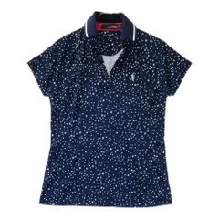 サイズ：S RLX ラルフローレン ; スカラップ 半袖スキッパー ポロシャツ 星柄 ネイビー系 [240101541396] ゴルフウェア レディース ストスト