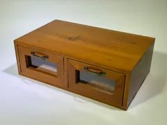 【訳あり】アンティーク風 木製 卓上2引き出し 収納 アクセサリーボックスd