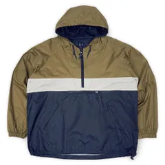 オールドギャップ OLD GAP 00s 2000年代 ナイロンアノラック パーカー 旧タグ カラーブロック ボーダー ヴィンテージ 古着 メンズ プルオーバージャケット ブラウン×ホワイト×ネイビー XL【中古】