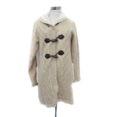 アクシーズファム axes femme ニットジャケット カーディガン ショールカラー ミドル丈 裏ボア レース 切替 M ベージュ /HO8