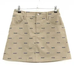 ジャックバニー スカート ベージュ×ネイビー ロゴ総柄  レディース 0(S) ゴルフウェア Jack Bunny