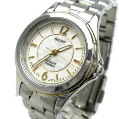 セイコー エクセリーヌ レディース チタン 白文字盤 4J41-0AG0 時計 SEIKO EXCELINE 婦人 クォーツ 稼動品