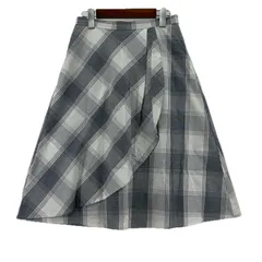 m.f.editorial エムエフエディトリアル チェックロングスカート sizeL/グレー×ホワイト