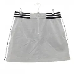 【美品】ニューバランスゴルフ スカート 杢グレー×白×黒 サイドロゴライン 裏起毛 レディース 2(L) ゴルフウェア New Balance