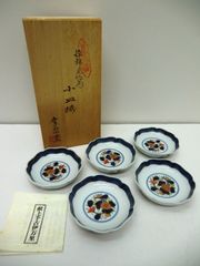 未使用箱付】其泉窯 有田焼 賞美堂 琳派 古伊万里 小皿 約11㎝ 5枚