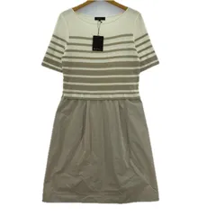 美品  Reflect リフレクト タグ付き ボーダー ドッキングワンピース size9/ベージュ×オフホワイト