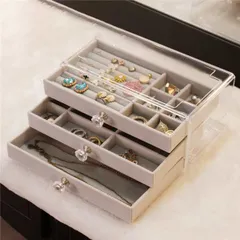 3段 小物入れ 大容量 ジュエリーボックス アクセサリーケース 収納ケース ネックレス 指輪 ピアス収納 便利 腕時計収納
