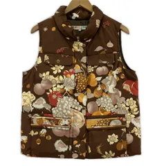 美品 LEONARD レオナール 花柄 リバーシブル キルティングベスト 42 美