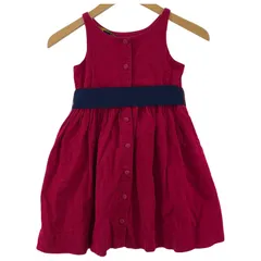 POLO RALPH LAUREN ポロ・ラルフローレン コーデュロイ リボン ギャザー ノースリーブワンピース size5 115/60/マゼンタピンク