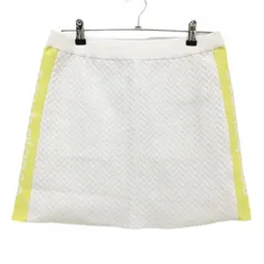 【超美品】ニューバランス ニットスカート 白 ヘリンボーン編み サイドイエロー レディース 2(L) ゴルフウェア New Balance