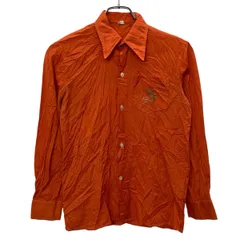 長袖 無地シャツ オレンジ ボタンダウン 胸ポケット 椰子の木刺繍 春物 a710-6721