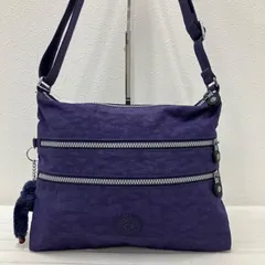 5433　Kipling キプリング　ショルダーバッグ　小さめ　ミニ　パープル　紫　チャーム付き　モンキー　ゴリラ　軽量　カジュアル　シンプル　無地　レディース