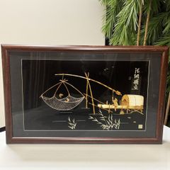 高級伝統工芸品】本べっ甲 額装 オランダ船 帆船 立体額 壁掛け 縁起物