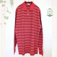 アメリカ古着　00年代　00S　L.L.Bean　エルエルビーン　マルチボーダー　長袖　ポロシャツ　メンズ　Lサイズ　レッド　トップス　カジュアル　アメカジ　USA　春夏秋冬