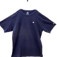 古着　Champion チャンピオン　メンズロゴTシャツ　XLサイズ　ネイビー系　胸ロゴ　肩ロゴ