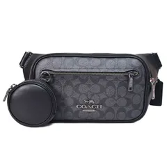 コーチ バッグ COACH コーティングキャンバス レザー シグネチャー エリアス コインケース付き ベルトバッグ 2way ワンショルダー バックパック ボディバッグ ウエストバッグ チャコール×ブラック CZ400