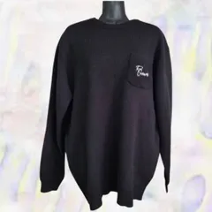 RODEO CROWNS　ロデオクラウンズ　ブラック　LLサイズ　長袖　ニット　バックプリント　カジュアル　ポケットあり