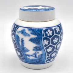 陶器 京焼 平安 白鳳 茶道具 茶道 茶入 茶壺 染付 山水画 未使用品