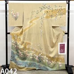 付け下げ 金彩 手描き 花籠 四季の花々 正絹 A289 - メルカリ
