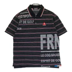 サイズ：L LE COQ GOLF ルコックゴルフ  半袖ポロシャツ ボーダー柄 ブラック系 [240101533378] ゴルフウェア メンズ ストスト