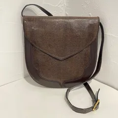 Yves Saint Laurent YSL イヴサンローラン リザード レザー ショルダーバッグ ブラウン レディース