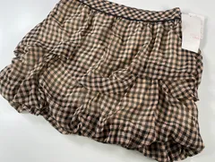 ★タグ付き 未使用品 FREE'S PHRASE クシュふわ ミニスカート ギンガムチェック柄 シフォン素材 サイドジップ Y2K  Sサイズ 中古品 管理2M69