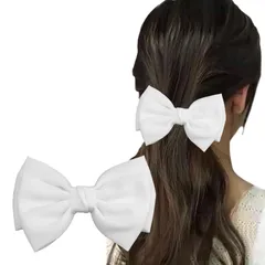 【在庫処分】卒園式 ヘアアクセサリー クリップ バレッタ 発表会 袴 和装 浴衣 大きめ 白 リボン 洋服 髪飾り GFun