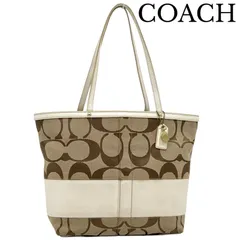 COACH コーチ　トートバッグ　肩掛けバッグ　キャンバス　シグネチャー　ベージュ