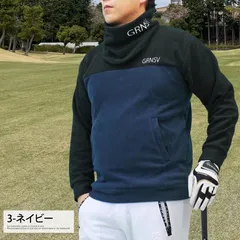 ゴルフウェア メンズ フリース GIORNO SEVEN ジョルノセブン 2点セット トレーナー ネックウォーマー トップス ニット ロゴ 刺繍 おしゃれ ブランド 秋冬 ntop236 3-ネイビー